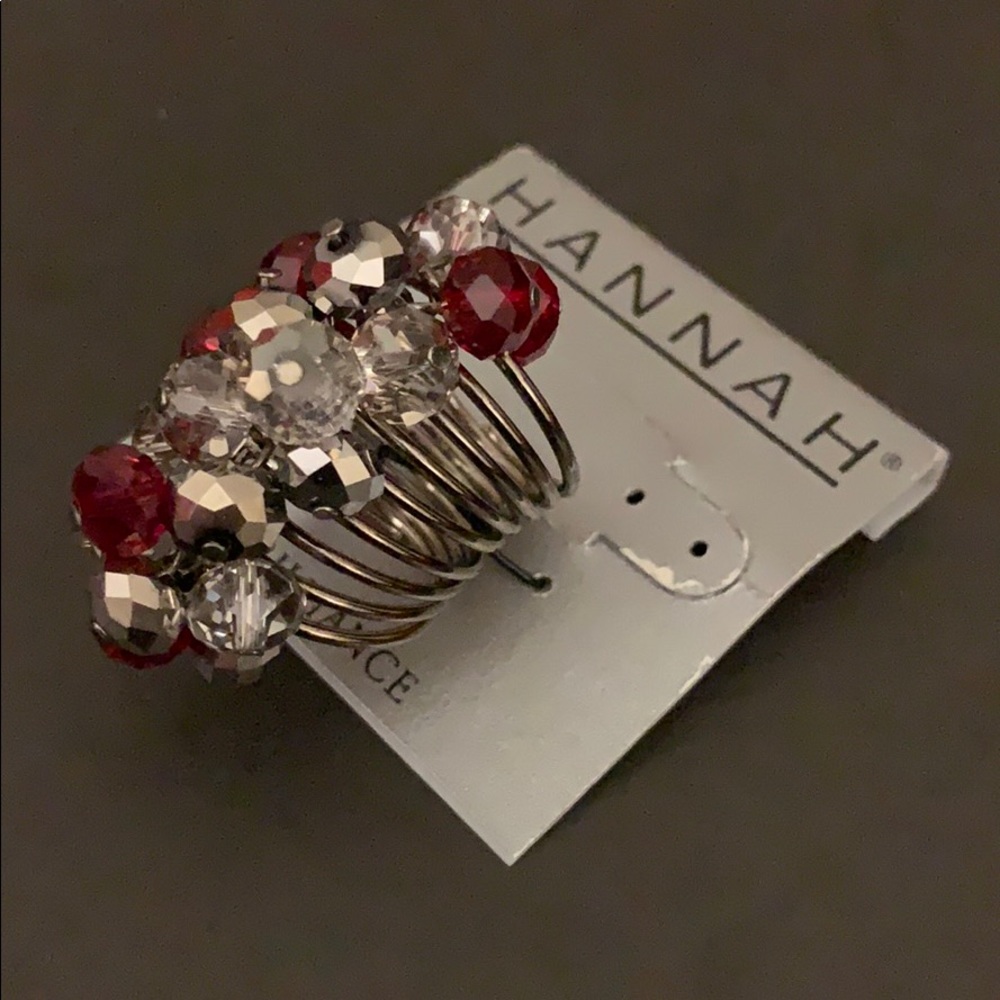 Hannah Red and Silver Beaded Ring